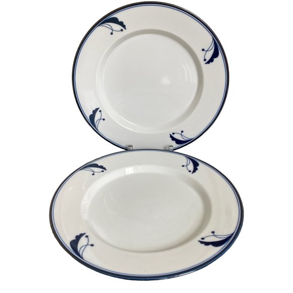 Vintage Dansk Flora Lne Bayberry Blue Japan Portugal Salad Plates Set Of 2 - Picture 2 of 9